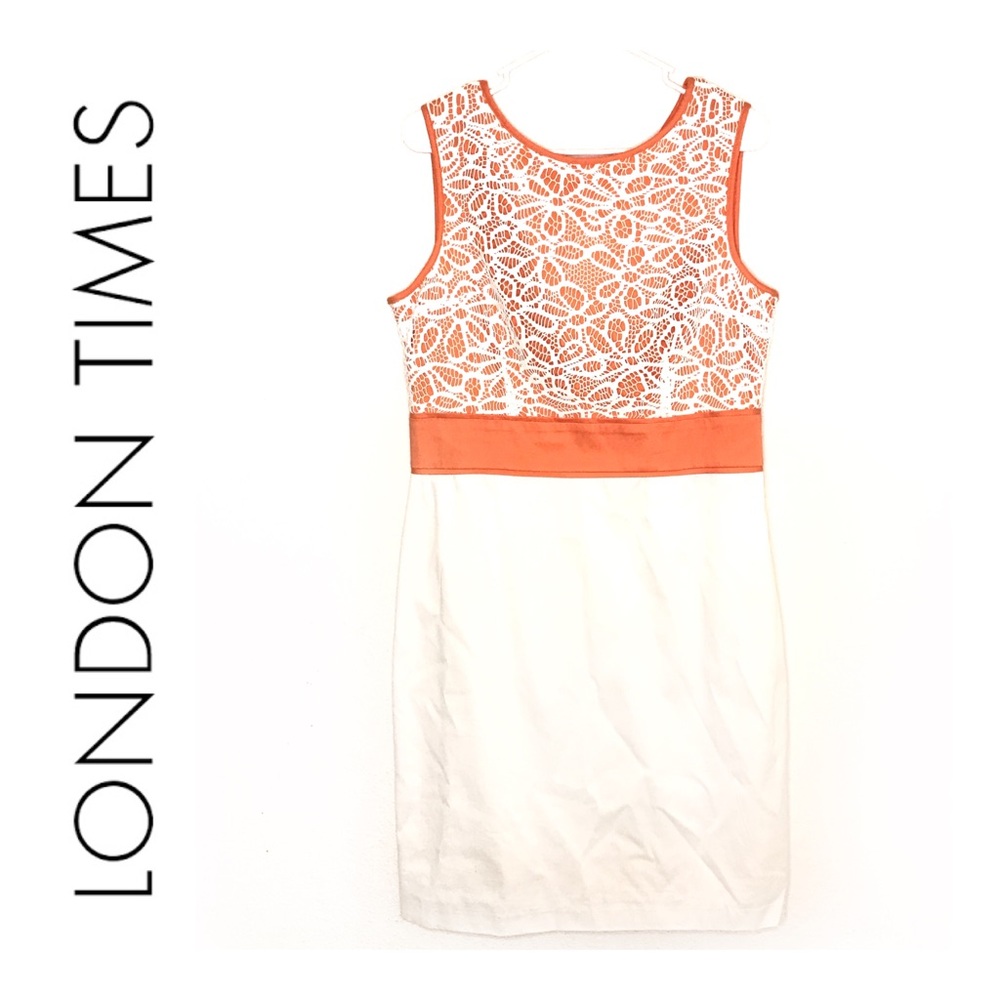 London Times Crochet Lace Shift Dress